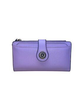 Travelambo Women’s Purple Faux Leather Patterned Button Design Clutch Wallet